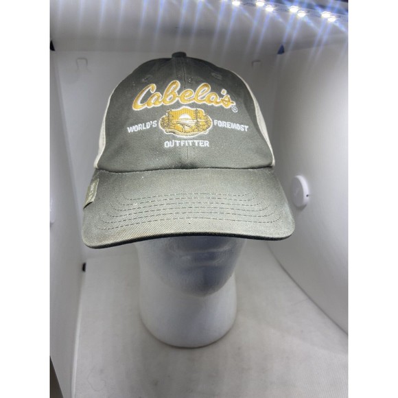 Cabelas Worlds Foremost Outfitter Hat  Green/Khaki Low profile Strapback - Picture 1 of 6